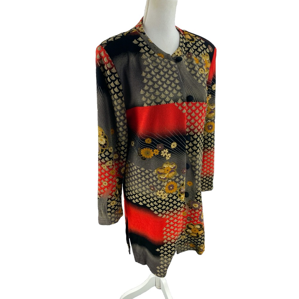 Moonlight Y&S Fashion L Oriental Floral Long Line Jacket Art to Wear Boho Asian - Picture 6 of 11